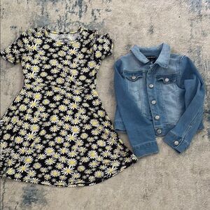 Kid’s Floral Dress and Denim Jacket Set